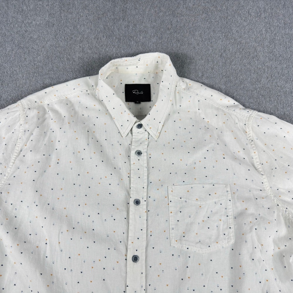 Rails Shirt Mens XL White Linen Blend Button Up Short Sleeve